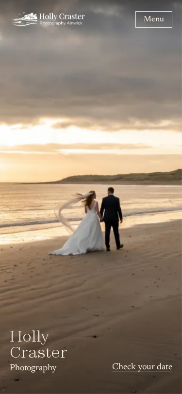 Holly Craster Photography home page on a phone